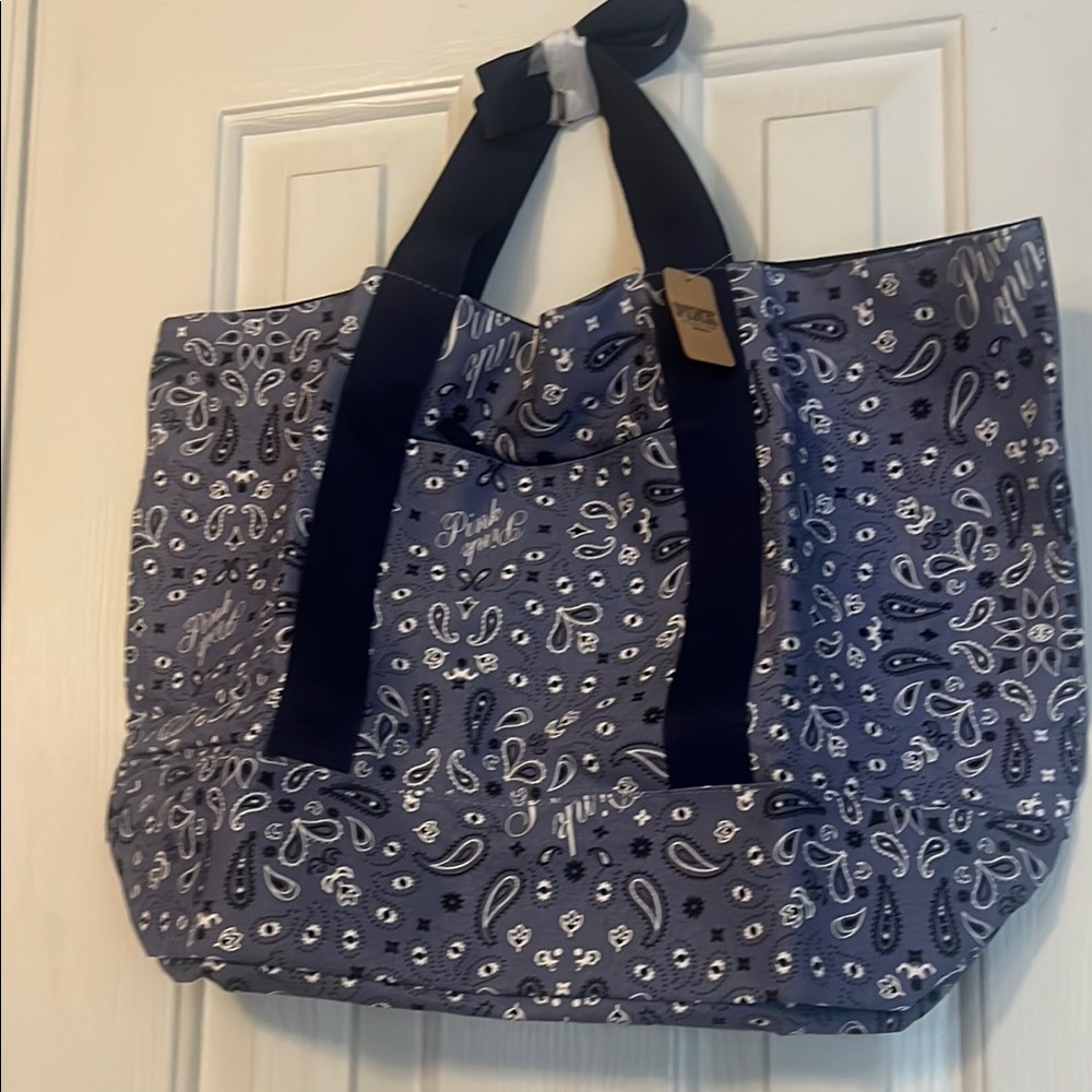 PINK Victoria's Secret Blue Floral Tote Bag